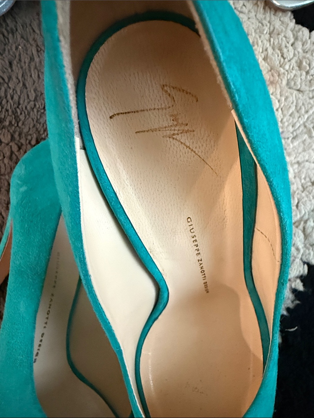 Giuseppe Zanotti Turquoise Suede High Heel Pump